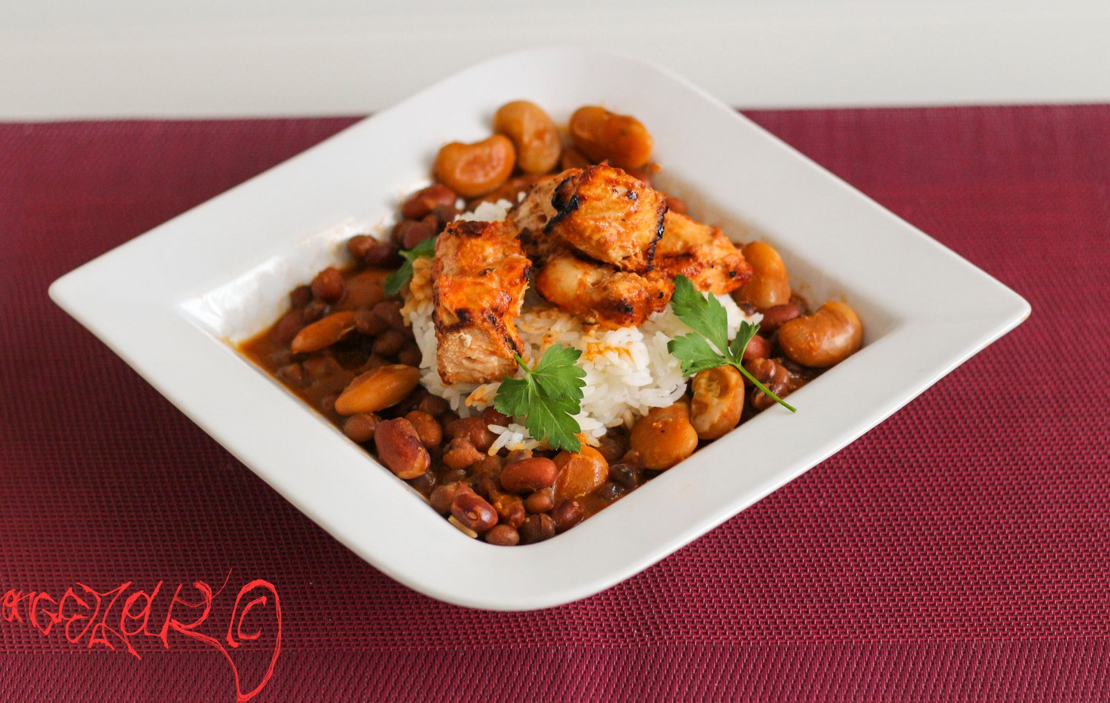 pittige bonen gegrilde kipfilet